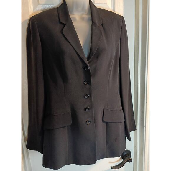 Due Per Due Blazer Black 100% Silk Sz 4 Classic Money - Picture 1 of 6